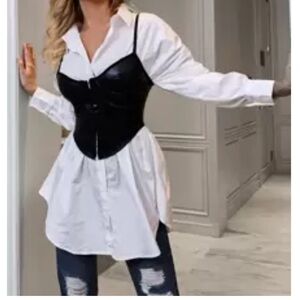 SHEIN Black and White Layered Top